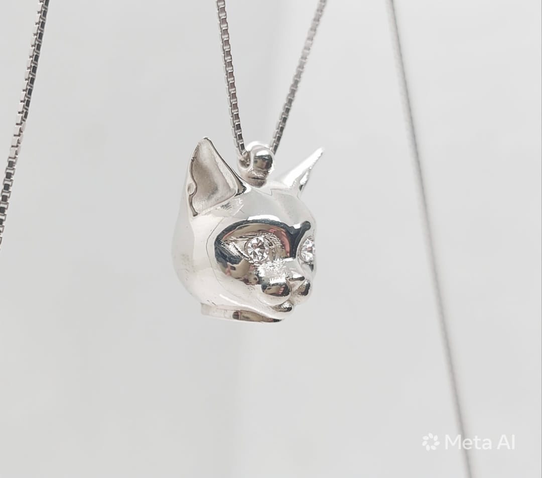 Stock ciondoli argento gatto con catenina nuovi