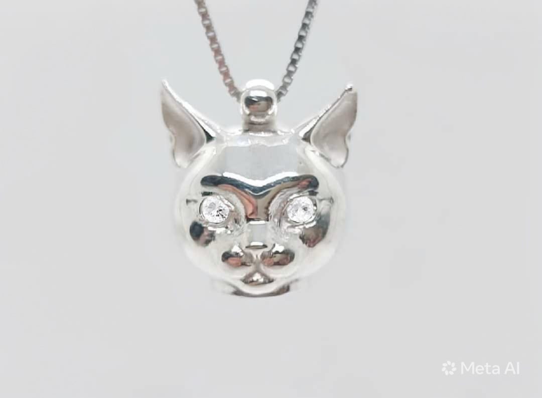 Stock ciondoli argento gatto con catenina nuovi